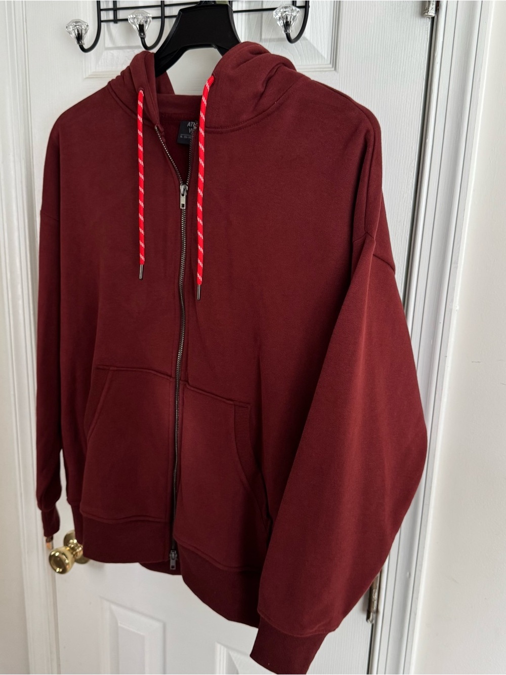 Women’s XL Oversized Full Zip Fleece Hoodie Two Way Zip Rich Cognac 16-18 - Picture 5 of 14